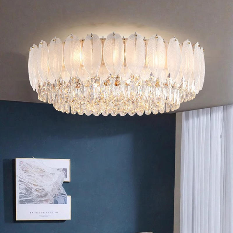 Crystal Ceiling Light - Round Textured Crystal